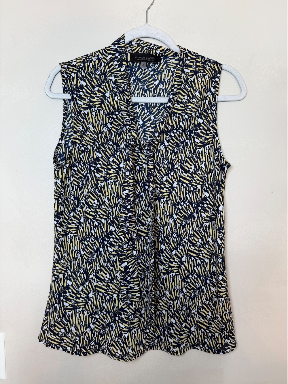 Black Label by Evan-Picone Sleeveless Patterned Blouse, Size M